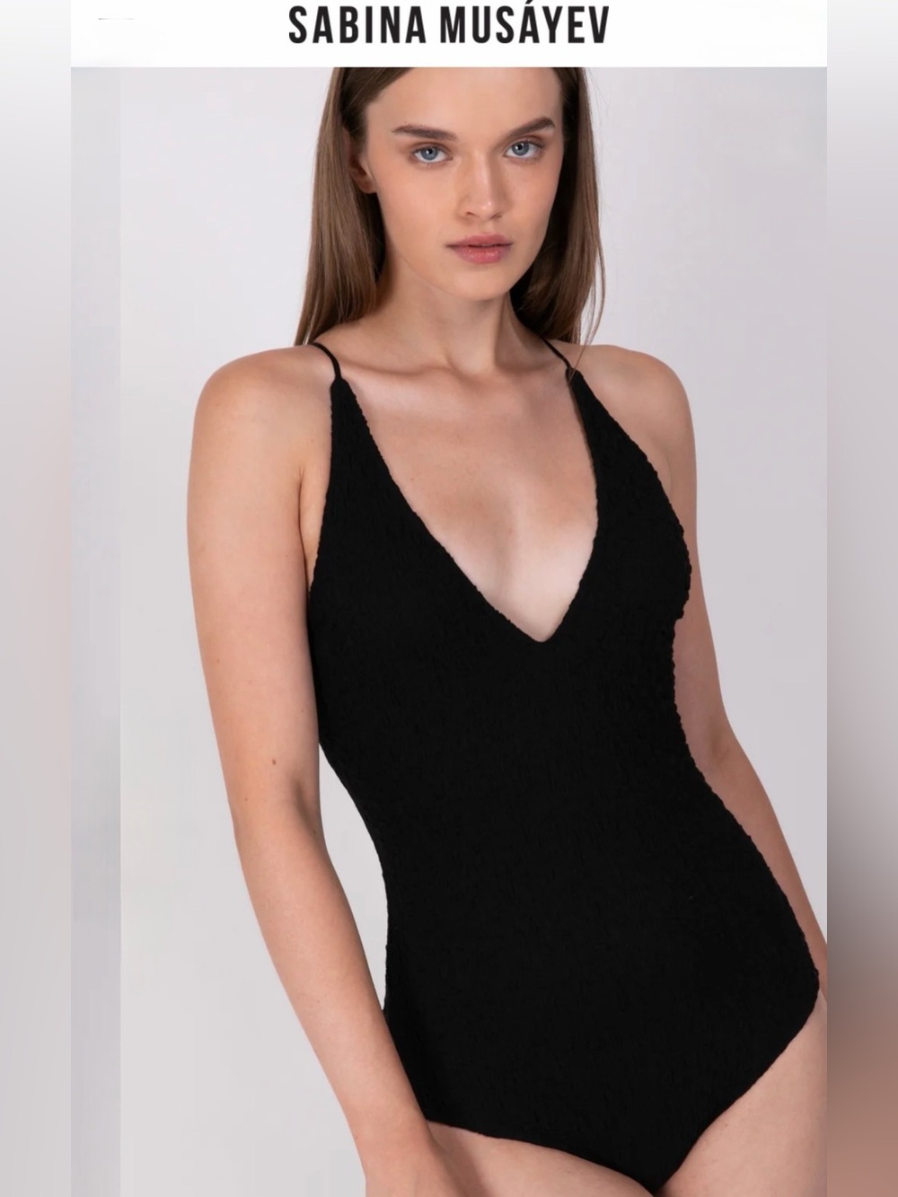 Sabina Musayev Balsami Black Bodysuit Sz M EUC Capsule Euro Summer Old Money Lux